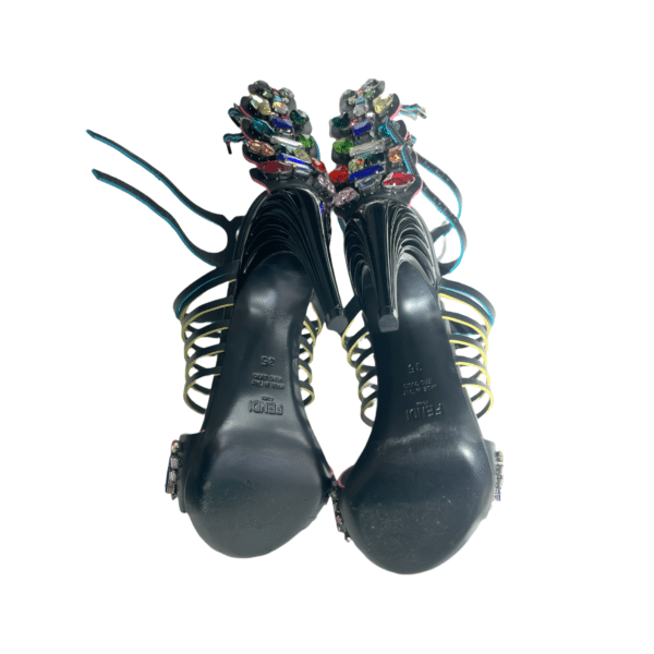 Fendi Runway Crystal Crocodile Sandals size 35 EU - Image 3