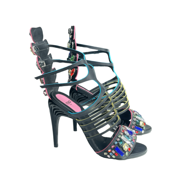 Fendi Runway Crystal Crocodile Sandals size 35 EU