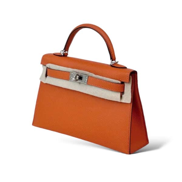 Hermes Kelly Mini Orange PHW - Image 3