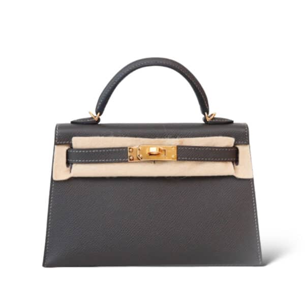 Hermes Mini Kelly Graphite GHW