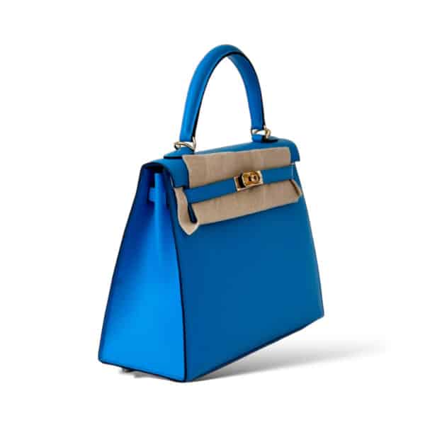 Hermes Kelly 25 Bleu Frida Sellier GHW - Image 4