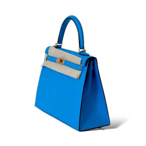 Hermes Kelly 25 Bleu Frida Sellier GHW - Image 3