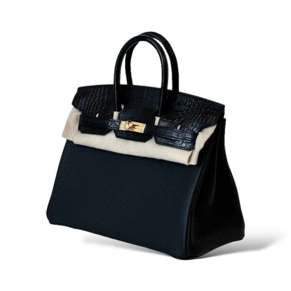 Hermes Birkin 25 Black Shiny Croco Touch/Togo GHW - Image 2