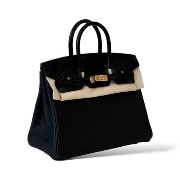 Hermes Birkin 25 Black Shiny Croco Touch/Togo GHW - Image 3