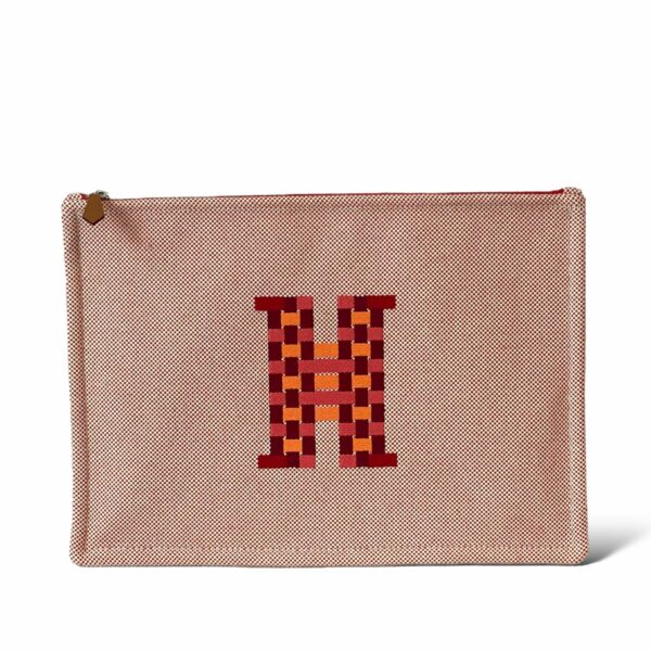 Hermes Flat Brodee H Tissage Vermillon