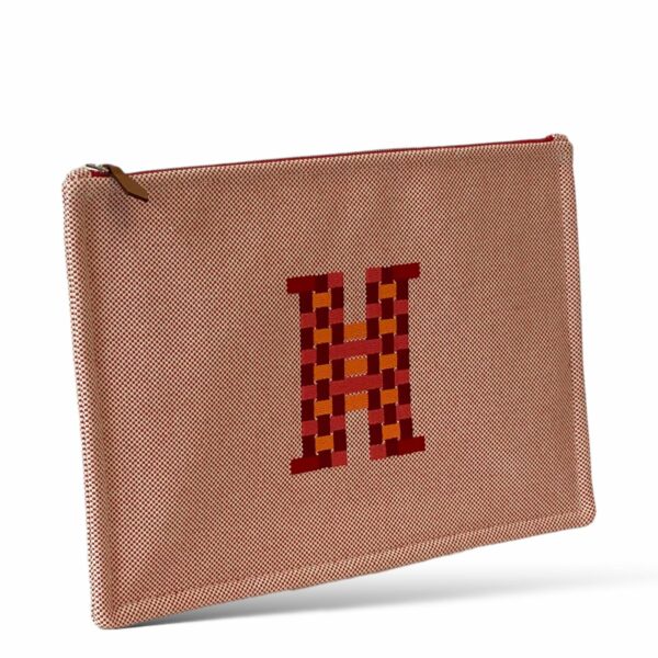 Hermes Flat Brodee H Tissage Vermillon - Image 2