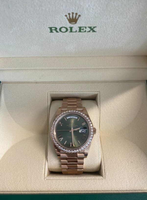 Rolex Oyster Perpetual Day-Date 40mm Olive Green Dial 228345RBR - Image 2