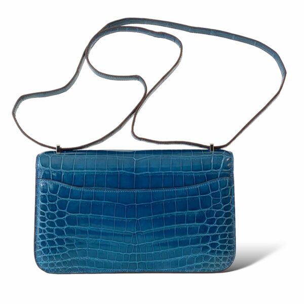 Hermes Constance Elan Croco Blue Mykonos PHW - Image 4