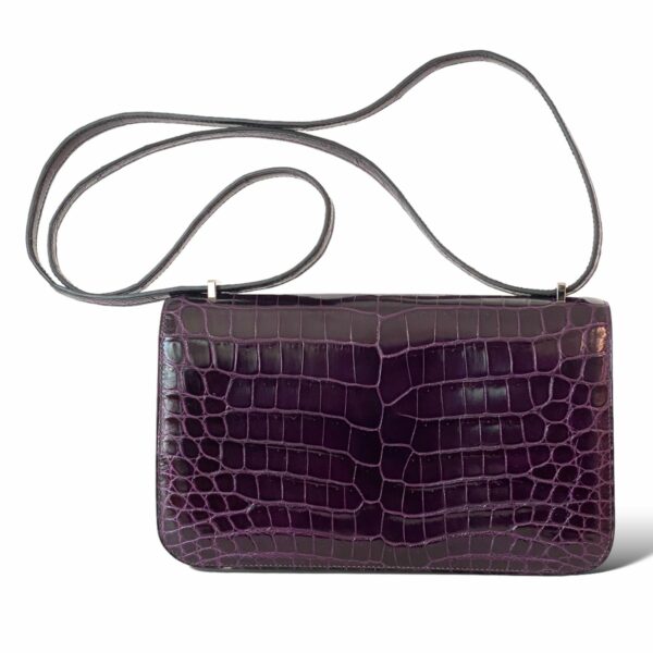 Hermes Constance Elan Croco Bordeaux PHW - Image 4