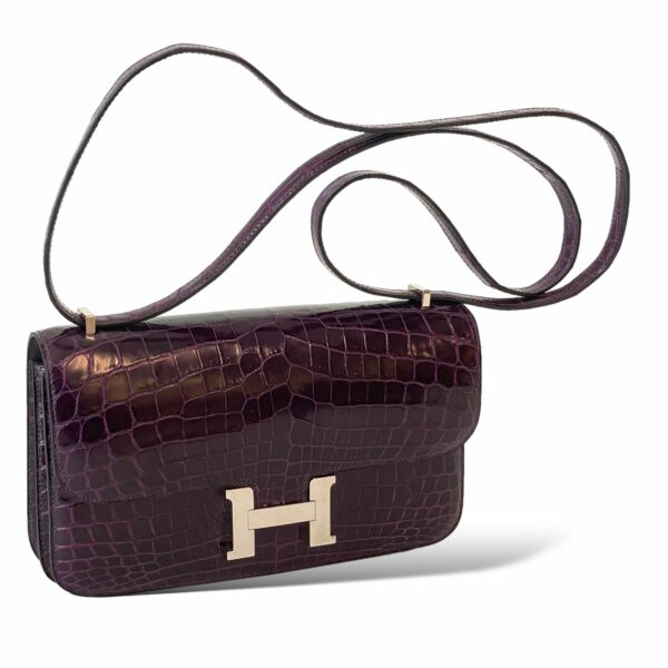 Hermes Constance Elan Croco Bordeaux PHW - Image 2