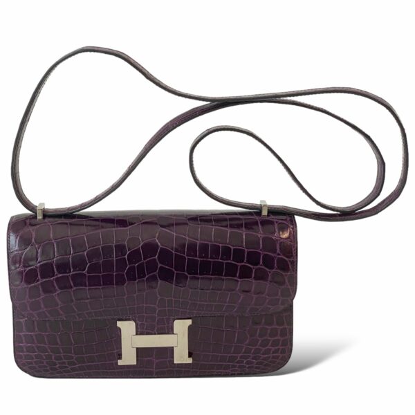 Hermes Constance Elan Croco Bordeaux PHW