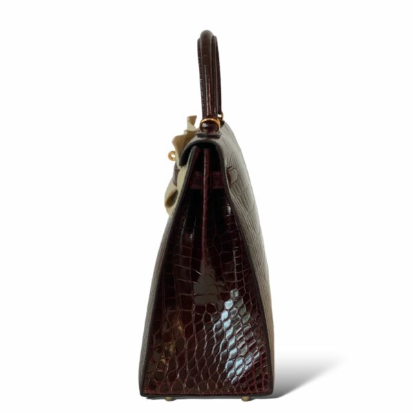 Hermes Kelly 35 Croco Bordeaux GHW - Image 4