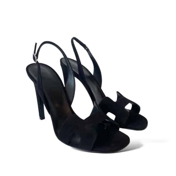 Hermes Ella 105 sandals black suede 39.5 EU