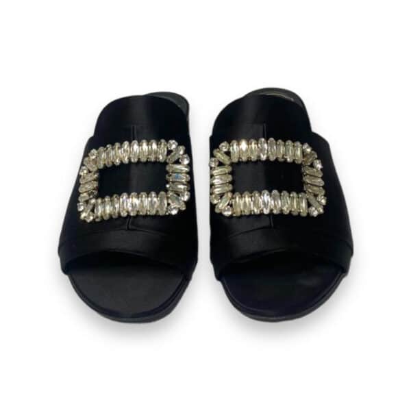 Roger Vivier Black Satin Tiffany sandal Size 36.5 EU
