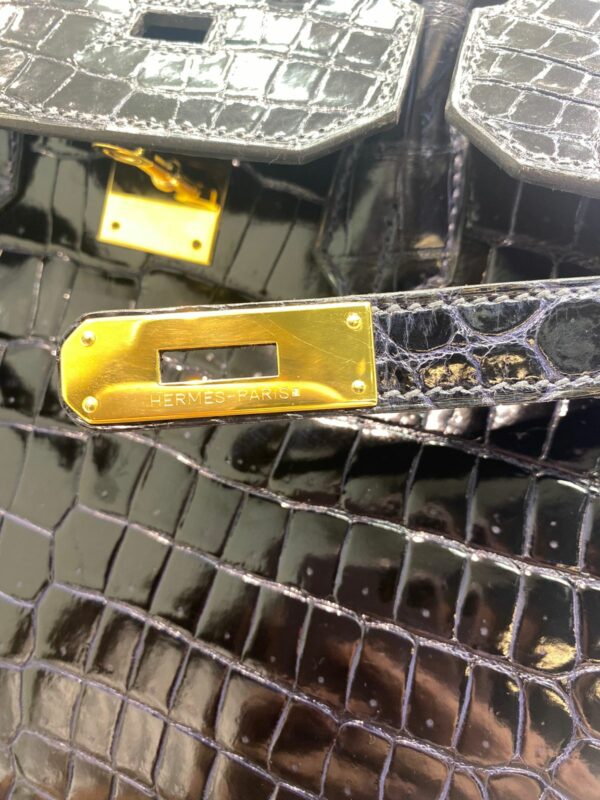 Hermes Birkin 35 Bleu Marine Croco GHW - Image 6