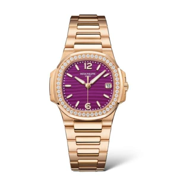 Philippe Patek Nautilus 7010/1R Quartz Rose Gold/Purple Dial With Diamonds