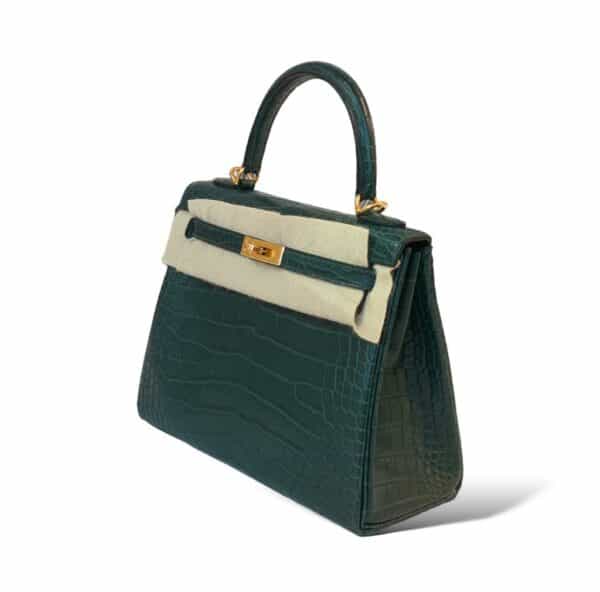 Hermes Kelly 25 Vert Titien Croco GHW - Image 2