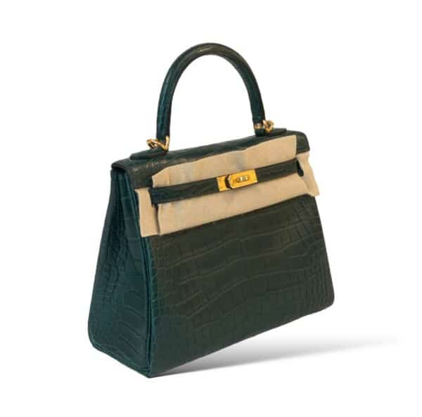 Hermes Kelly 25 Vert Titien Croco GHW - Image 3