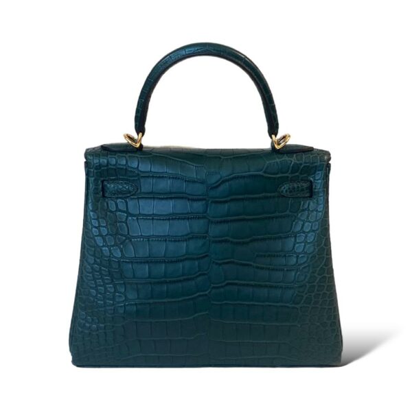 Hermes Kelly 25 Vert Titien Croco GHW - Image 4