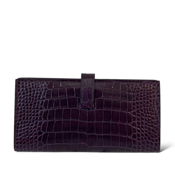 Hermes Bearn Amethyst Shiny Crocodile Wallet PHW - Image 2