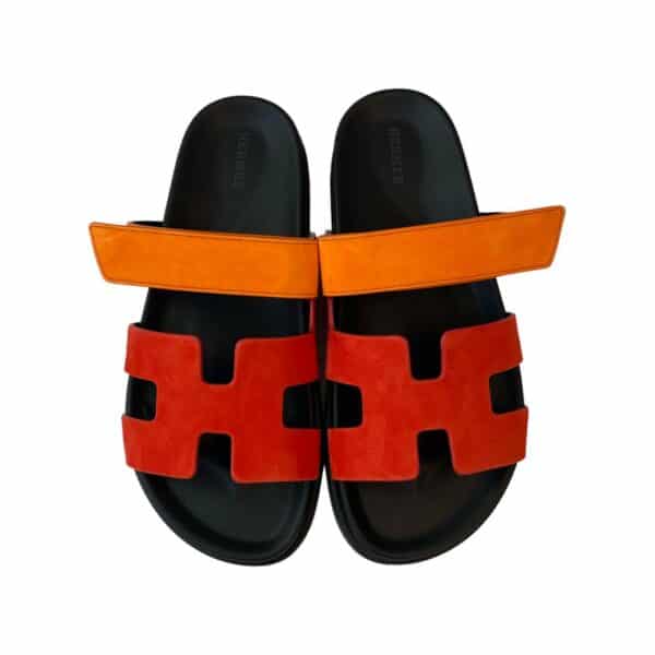 Hermes Chypre 37 EU Orange and Red Suede