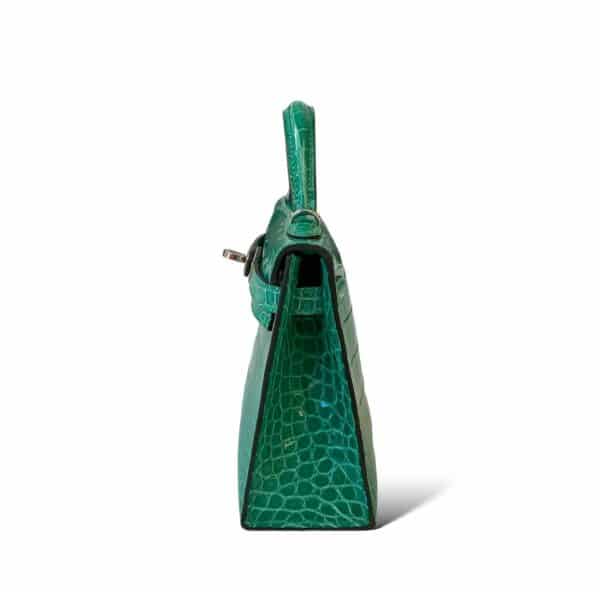 Hermes Kelly Mini Vert Jade Croco PHW - Image 4