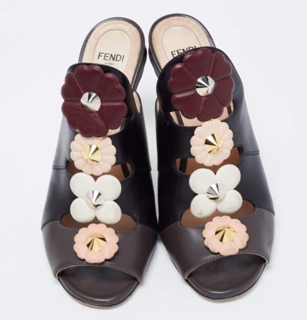 Fendi Flowerland 38 EU Black Mules - Image 2