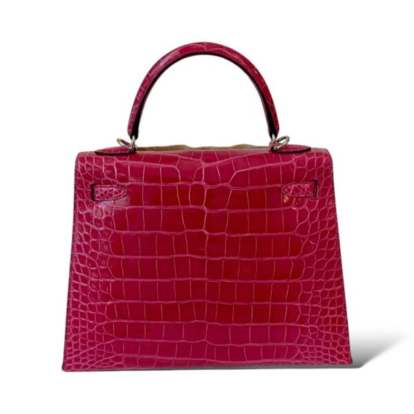 Hermes Kelly 25 Rose Mexico Croco PHW - Image 4