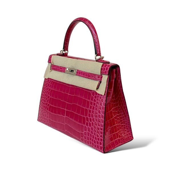 Hermes Kelly 25 Rose Mexico Croco PHW - Image 5