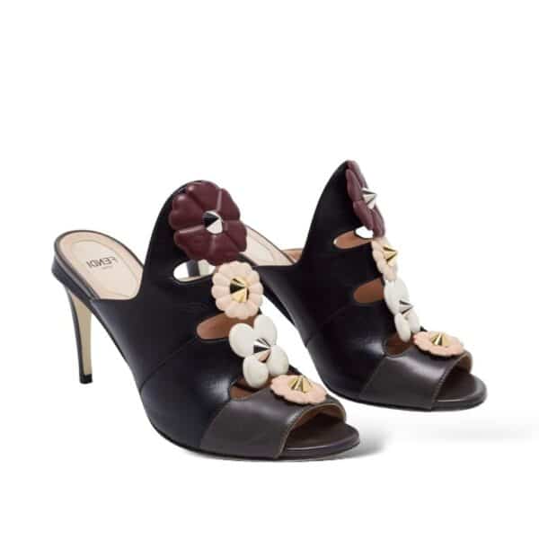 Fendi Flowerland 38 EU Black Mules