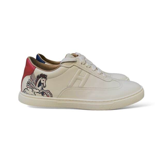 Hermes Quicker 38.5 EU White Pegase Pop Print Sneakers - Image 2
