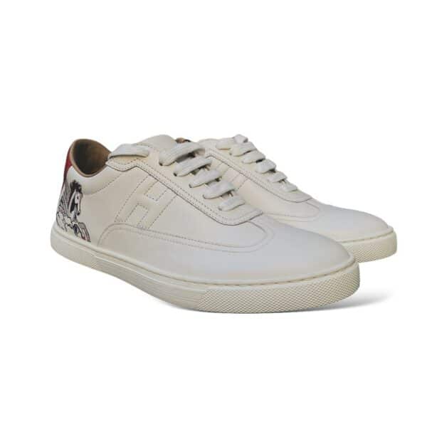 Hermes Quicker 38.5 EU White Pegase Pop Print Sneakers