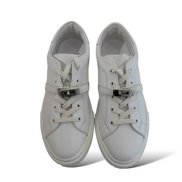 Hermes 41 EU Day White Sneakers PHW - Image 3