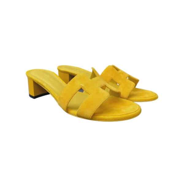 Hermes Oasis 38 EU Jaune Bouton D'or Sandals - Image 2