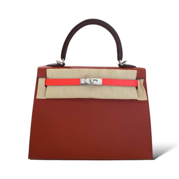 Hermes Kelly 25 Rouge Venetian, Rose texas, Rouge Sellier Epsom PHW