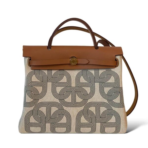 Hermes Herbag Zip 31 Gris Meyer, Beige, Nature GHW