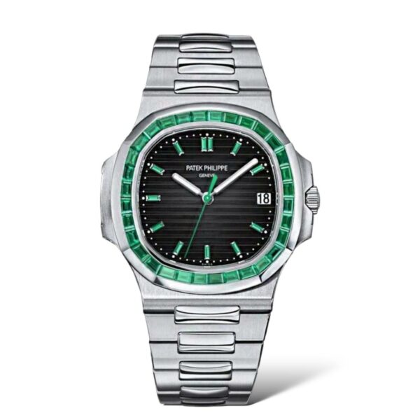 Patek Philippe Nautilus 40.5mm 5711/113P-001 Platinum With Emerald Baguette Bezel
