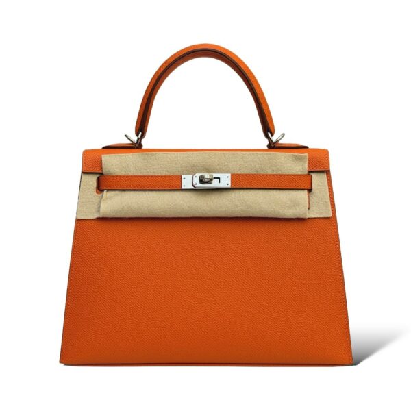 Hermes Kelly 25 Orange Epsom PHW