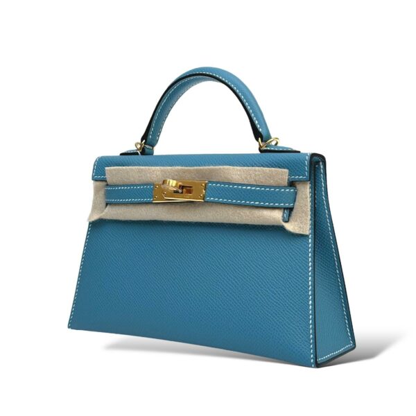 Hermes Kelly Mini Bleu Jean Epsom GHW - Image 5
