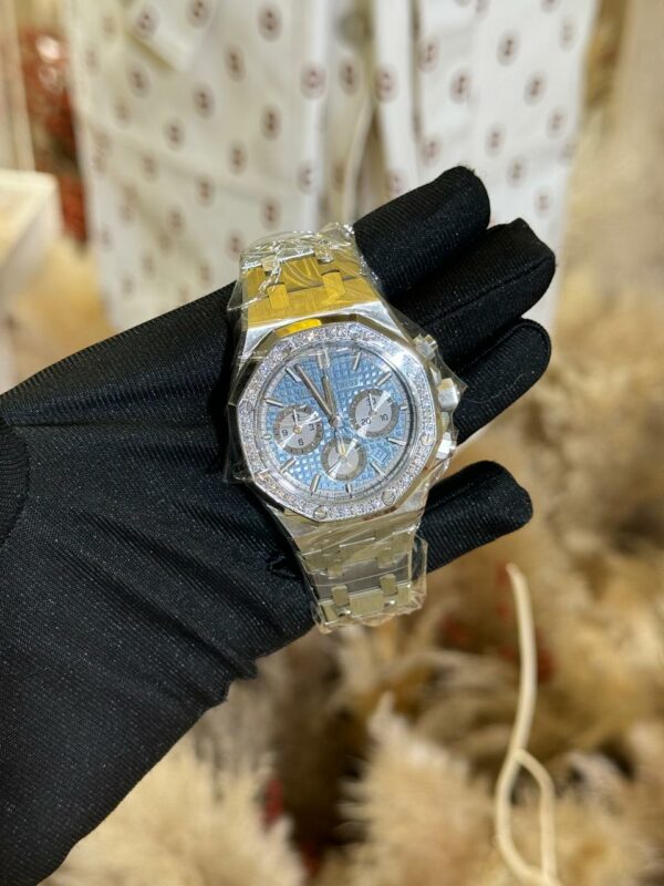 Audemars Piguet Royal Oak 38mm 26715ST.ZZ.1356ST.01 Stainless Steel Light Blue Dial Diamonds Set Bezel - Image 2