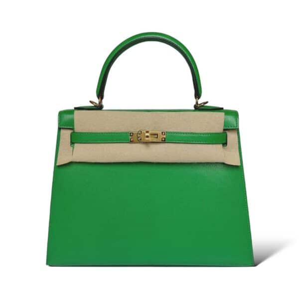 Hermes Kelly 25 Vert Bambou Chevre GHW