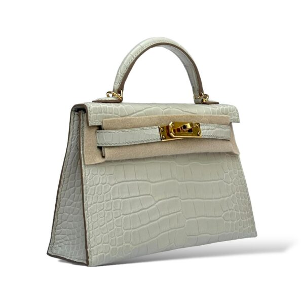 Hermes Kelly Mini Beton Matte Croco GHW - Image 2