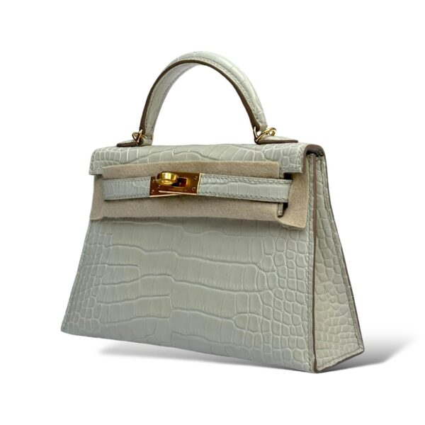 Hermes Kelly Mini Beton Matte Croco GHW - Image 5