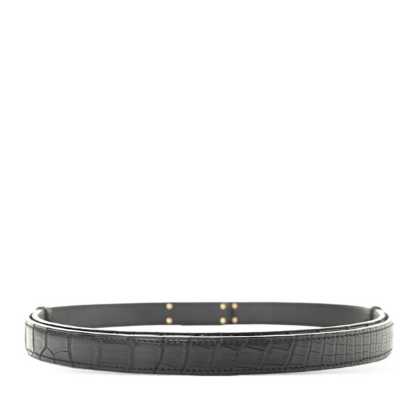 Hermes Kelly Belt 18k Diamond Black Croco RGHW - Image 3