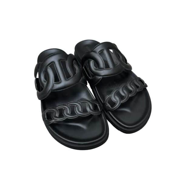 Hermes Extra 38.5 EU Black Sandals - Image 2