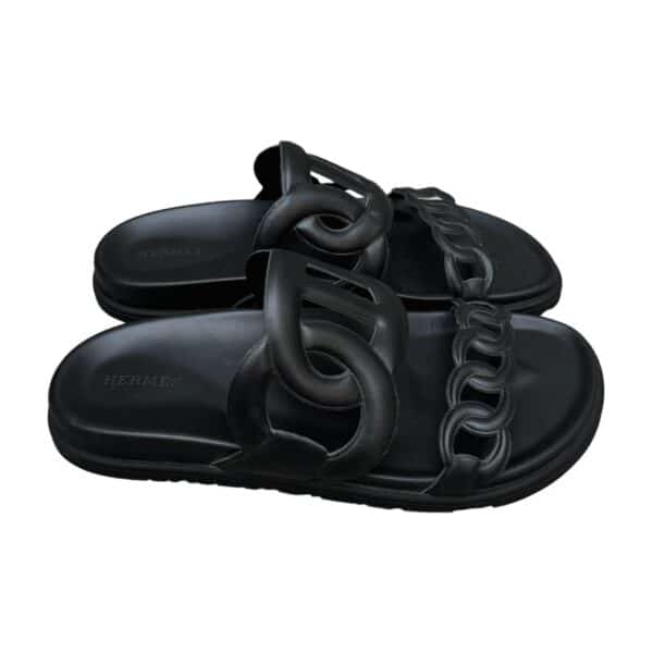 Hermes Extra 38.5 EU Black Sandals - Image 3