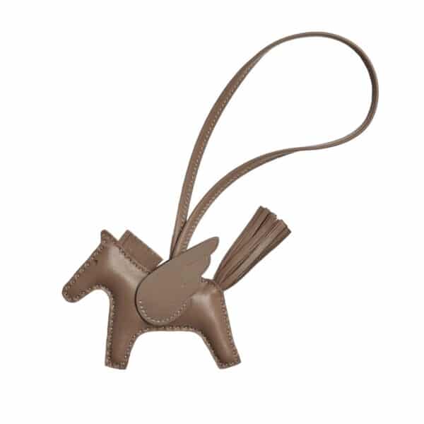 Hermes Rodeo Charm PM Etoupe in white stitching