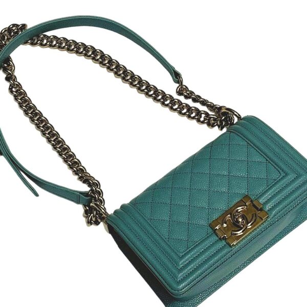 Chanel Caviar Tiffany Blue Quilted Small Boy Flap Bag - Image 5