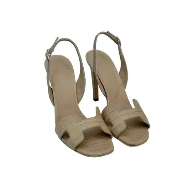 Hermes Holy 105 Beige Argile 36 EU Croco Sandals - Image 2