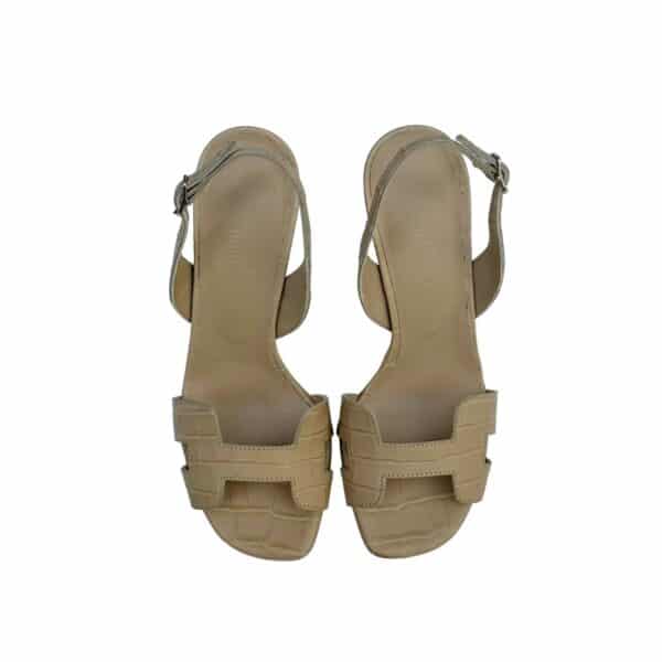 Hermes Holy 105 Beige Argile 36 EU Croco Sandals - Image 3